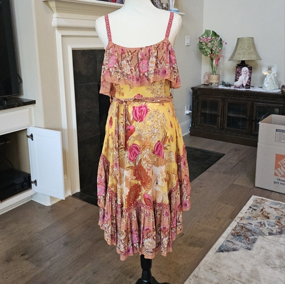 Spell & The Gypsy Collective Siren Song Strappy Marigold Floral Dress S  read - Picture 2 of 16